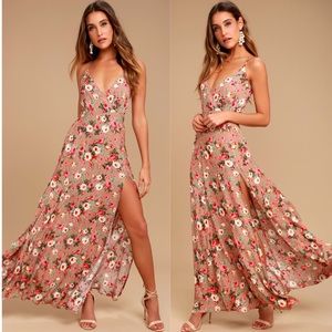 LULU’S | Everlasting Bliss Blush Floral Print Maxi Dress